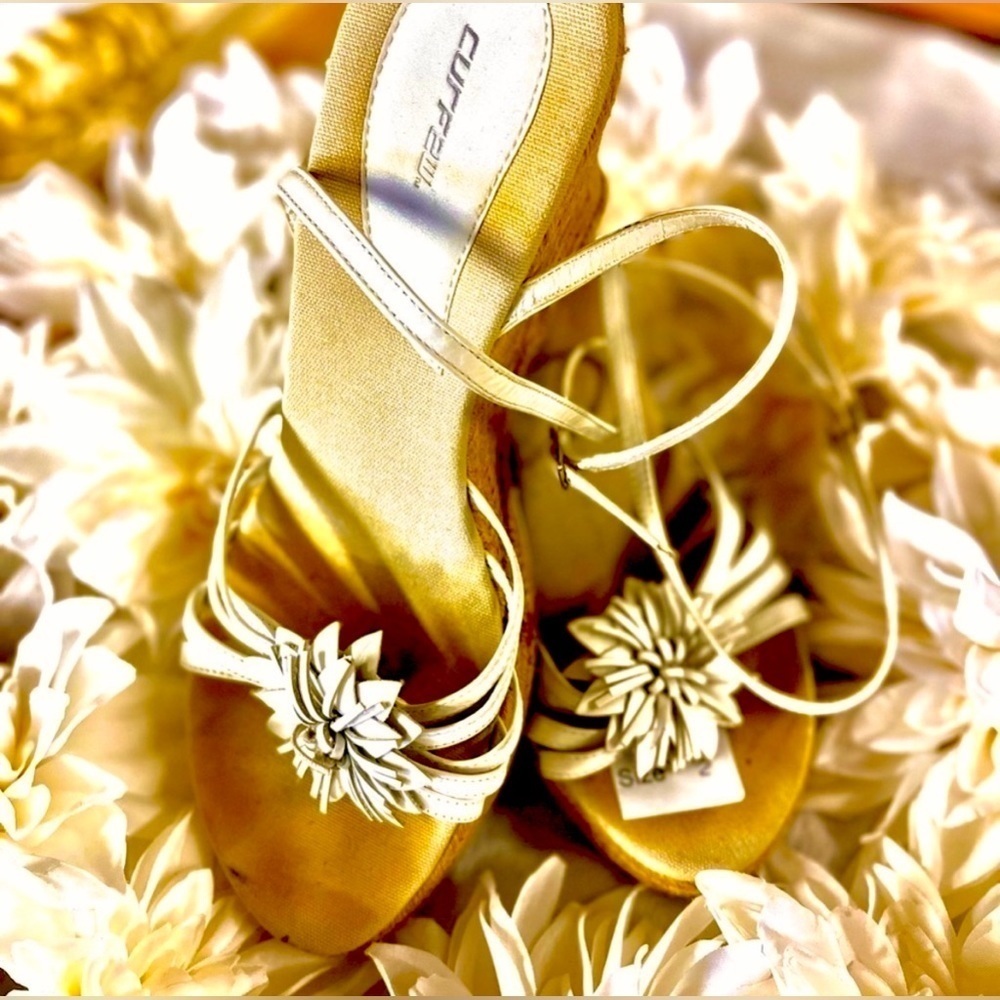 LEATHER AND JUTE CERFEW WEDGES WITH FLOWER EMBELLISHMENT - Picture 7 of 7